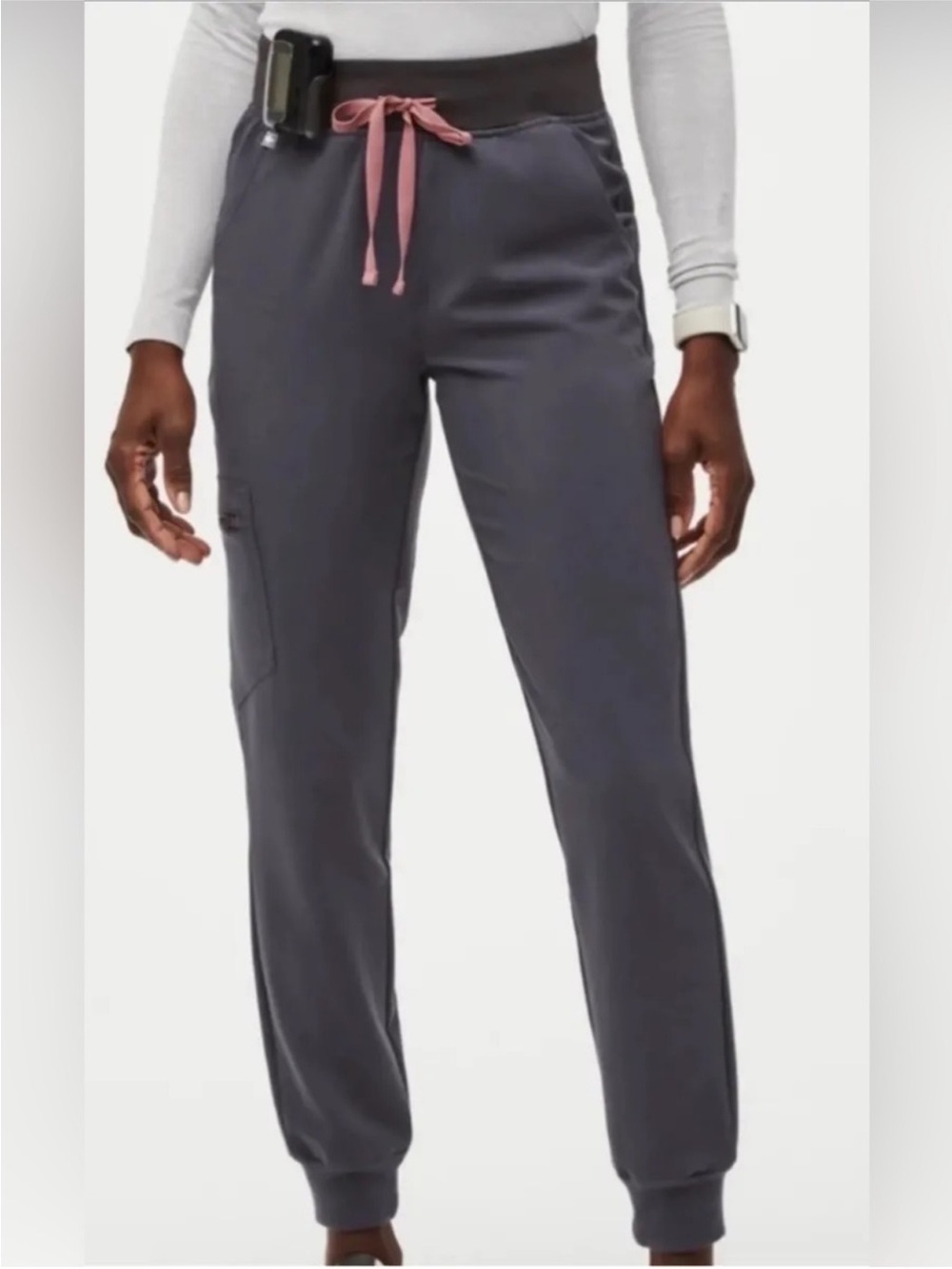 FIGS Zamora Scrub Pant Jogger Charcoal Grey/Pink Size 3XL/Petite